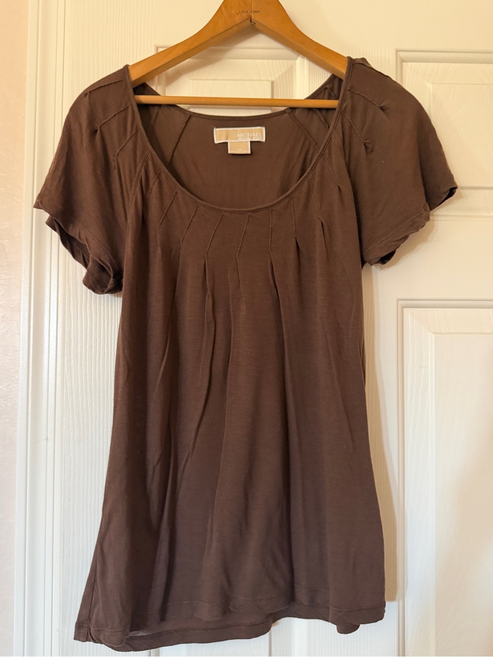 Michael Kors Brown Scoop Neck Short Sleeve Top Size M